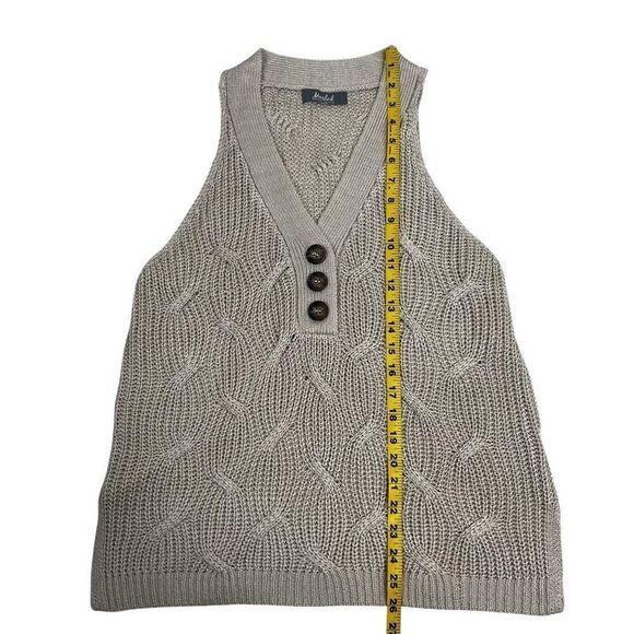 Marled Womens Knit Three-Button V-Neck Sleeveless Sweater Vest Beige Medium - Picture 8 of 16